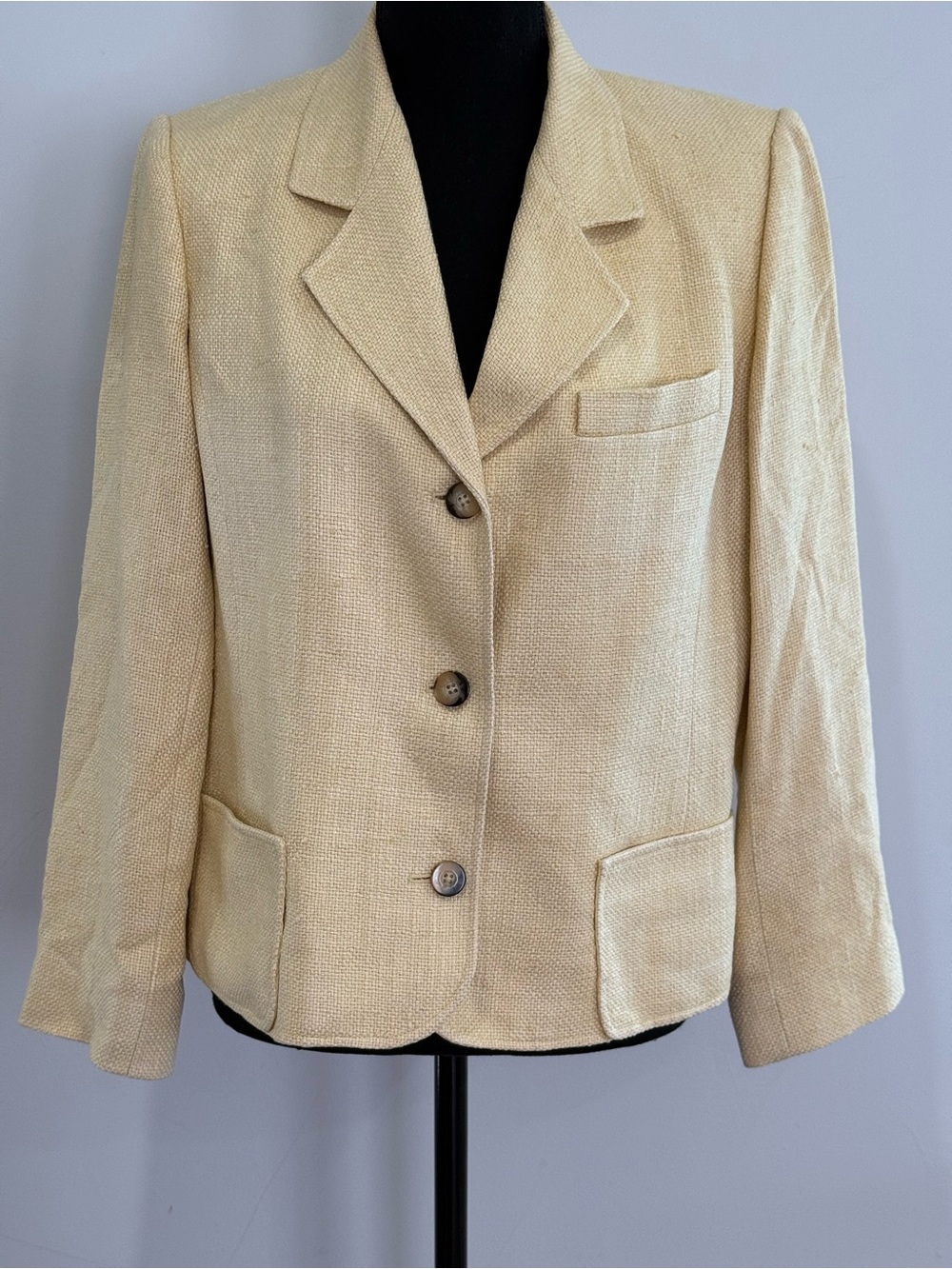 Company Ellen Tracy L 100% Silk Classic Yellow Women's Tailored Jacket 507